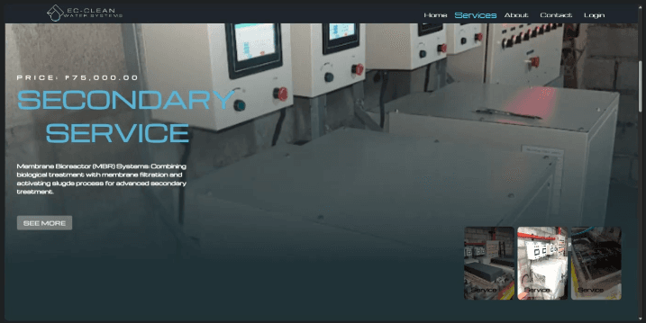 Service listing with pricing and inclusions.