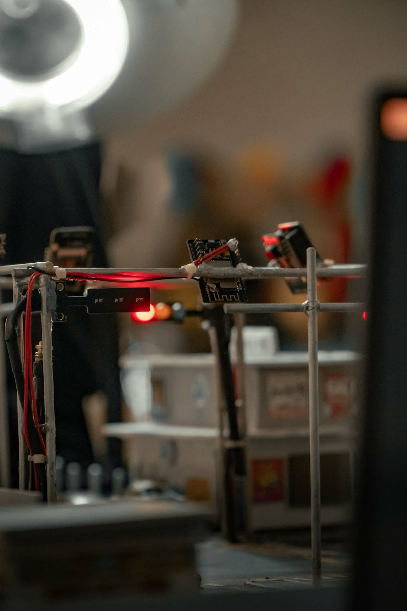 Sensor cluster mounted on the scaled intersection model.